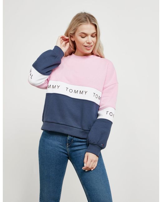 Tommy Hilfiger Colour Block Sweatshirt Pink | Lyst UK