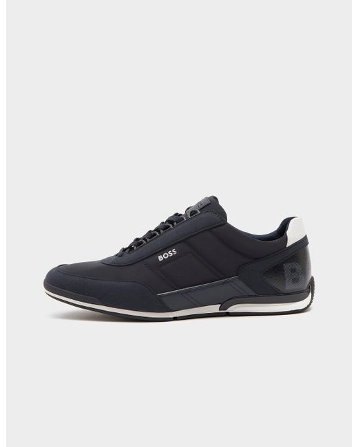 BOSS by HUGO BOSS Leather Saturn Low Trainers in Blue for Men | Lyst Canada
