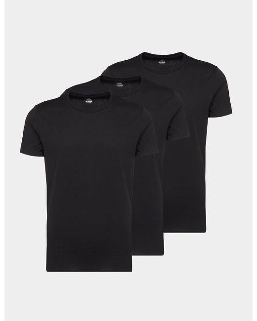 Black Lacoste Men's 3 Pack Lounge Essentials Slim T-Shirts
