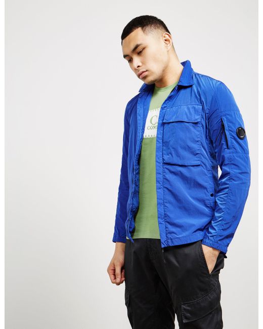 Synthetic Mens Chrome Overshirt Blue 