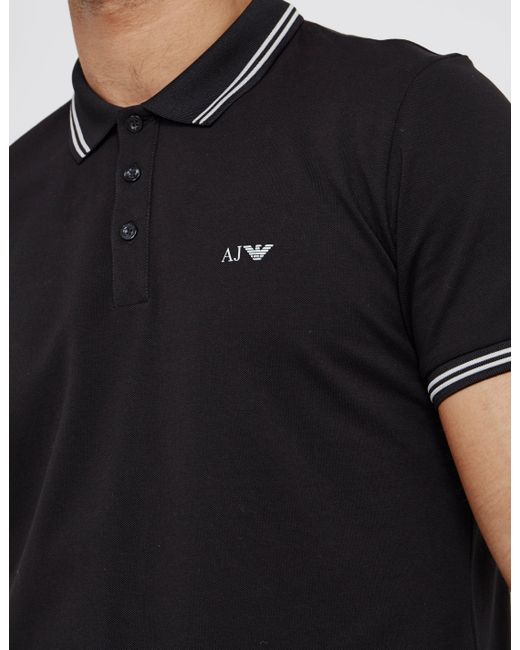 Armani Jeans Mens Twin Tipped Short Sleeve Polo Shirt Black for Men | Lyst