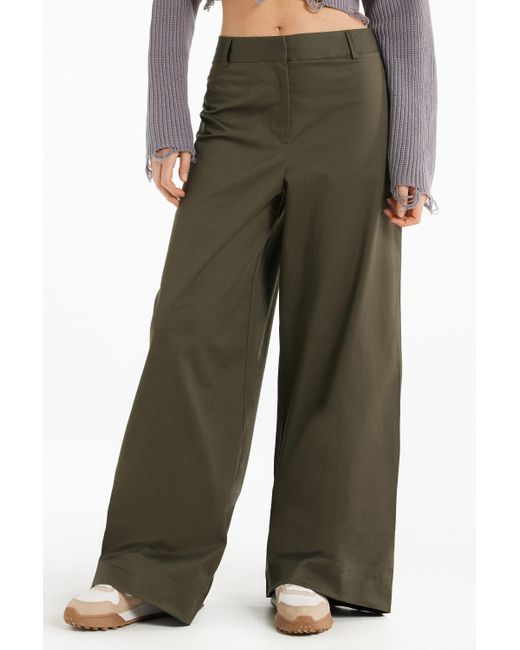 Pantaloni Lunghi Ampi in Tela di Cotone di Tezenis in Green