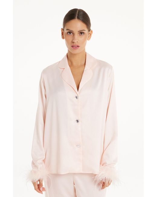 Camicia in Raso con Piume Limited Edition di Tezenis in Pink