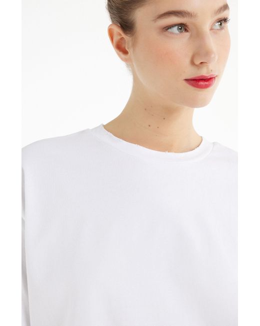 T-Shirt in Cotone a Girocollo di Tezenis in White