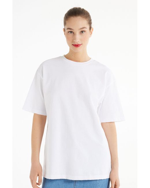 T-Shirt in Cotone a Girocollo di Tezenis in White