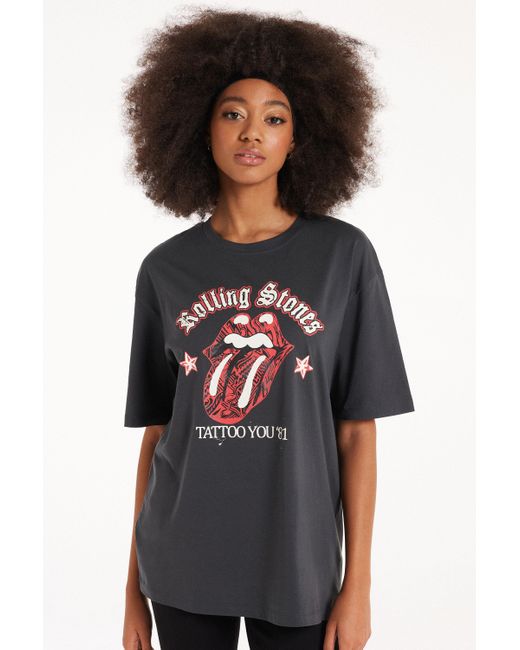 T-Shirt in Cotone con stampa Rolling Stones Unisex di Tezenis in Black