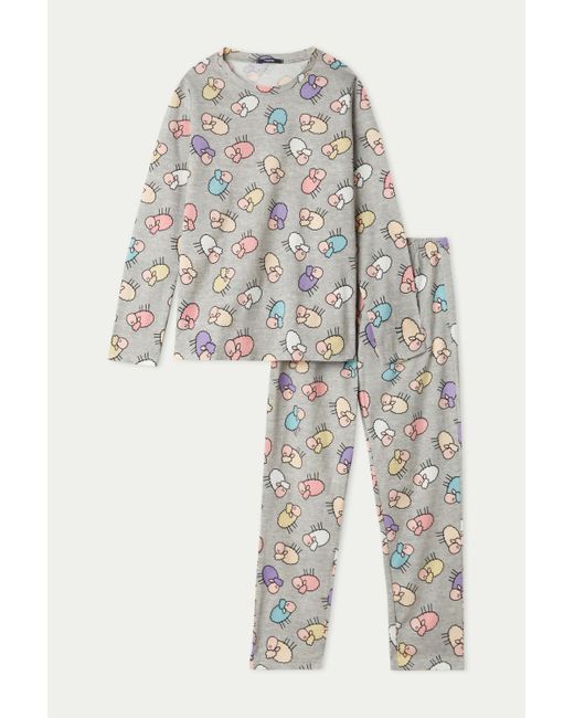 Pijama Largo de Algodón para Niña con Estampado de Ovejas Chica Gris Velikost 10-11 Tezenis de color Multicolor