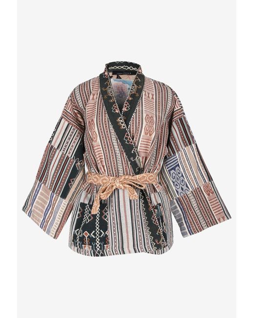 Ambre Babzoe Multicolor Embellished Patterned Kimono Jacket