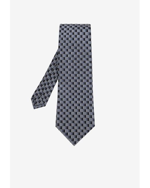 Etro Blue Jacquard Pattern Silk Tie for men