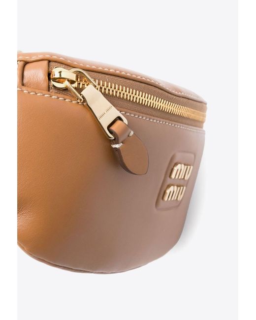 Miu Miu White Logo Patch Leather Belt Bag