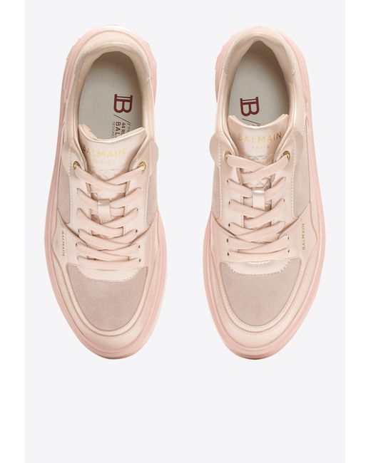 Balmain Pink B-Court Flip Iridescent Low-Top Sneakers
