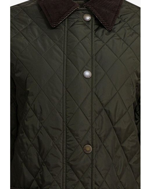 Burberry Green Quilted Buttoned Jacket
