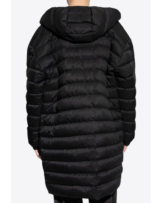 Dolce & Gabbana Black Logo Patch Hooded Long Down Jacket for men