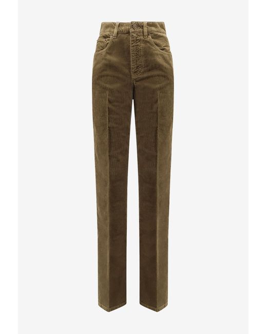 Saint Laurent Natural Clyde Corduroy Straight-Leg Pants
