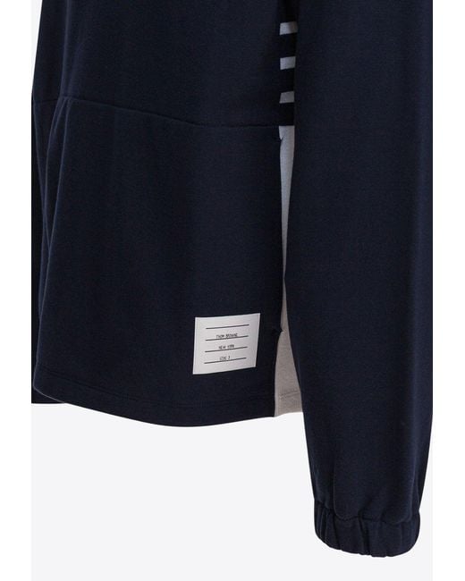 Thom Browne Blue Half-Zip Ribbed Sweater for men