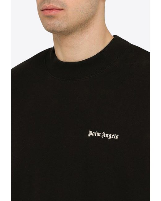 Palm Angels Black Logo Print Pullover Sweatshirt for men