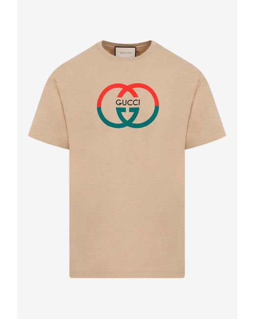Gucci Natural Logo-printed Crewneck T-shirt for men
