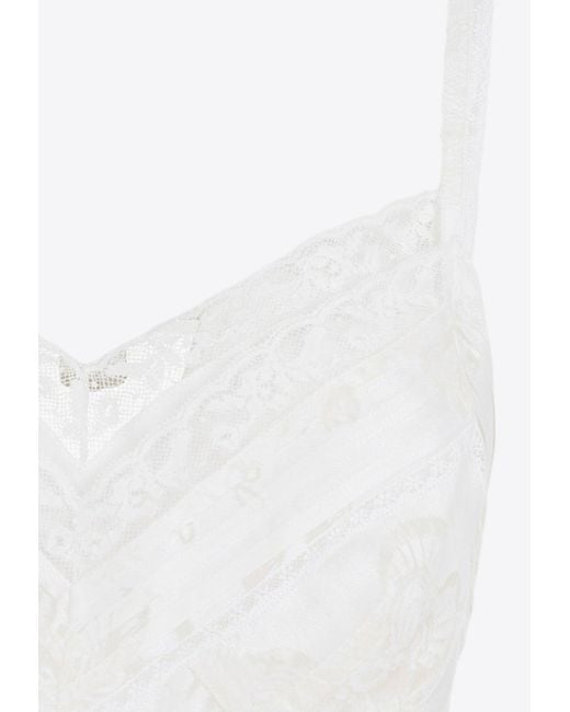 Ermanno Scervino White V-Neck Lace Maxi Dress