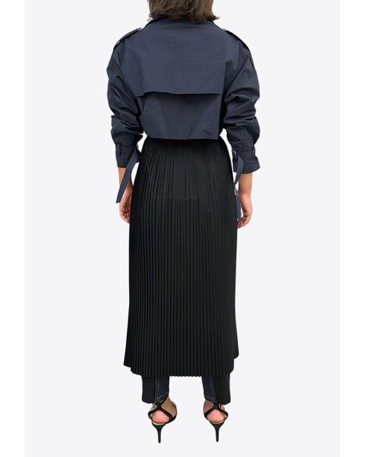 Dawei Blue Pleated Trench Coat