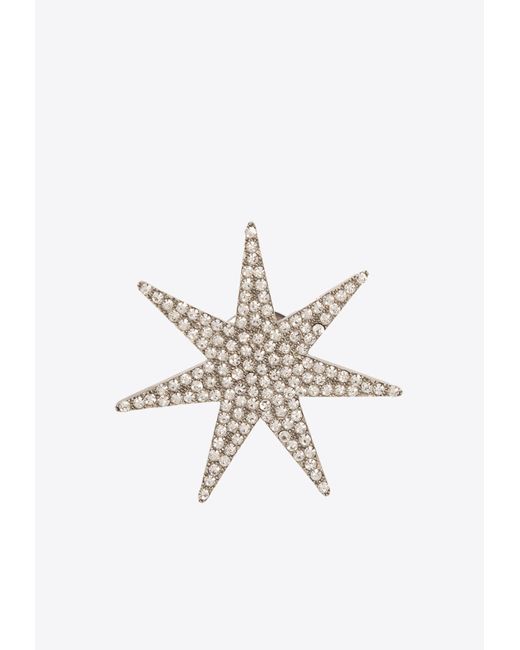 Moschino White Star-Shaped Studded Pin