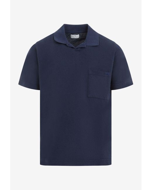 Universal Works Blue Vacation Short-Sleeved Polo T-Shirt for men