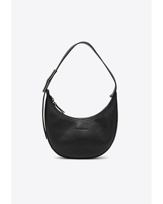 Longchamp Black Small Roseau Essential Hobo Bag