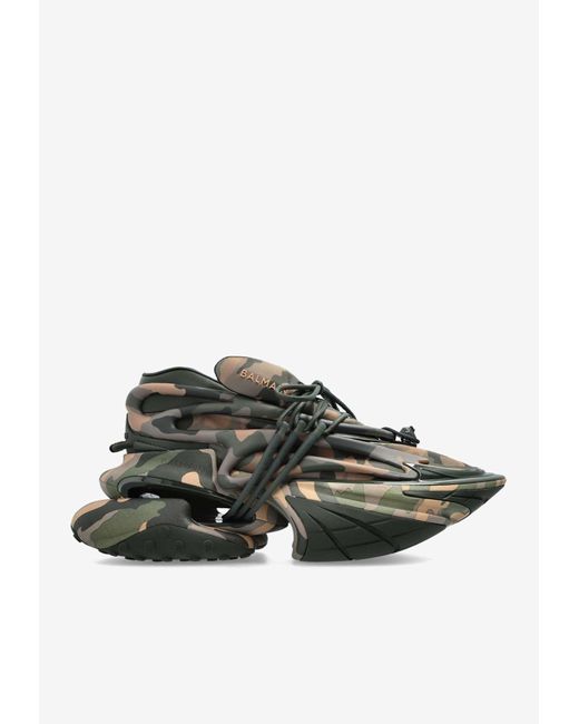 Balmain Green Unicorn Wave Camouflage Sneakers for men