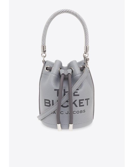 Marc Jacobs White The Mini Logo Bucket Bag
