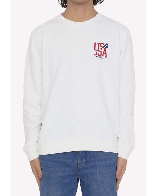 Autry White Printed Pullover Sweatshirt for men