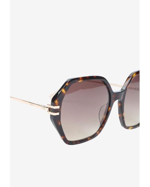 Chopard Brown Geometric Acetate Sunglasses