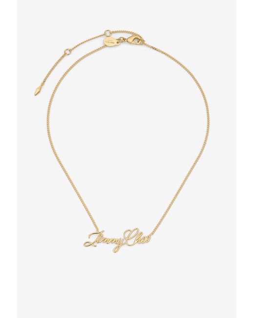 Jimmy Choo White Logo Script Necklace