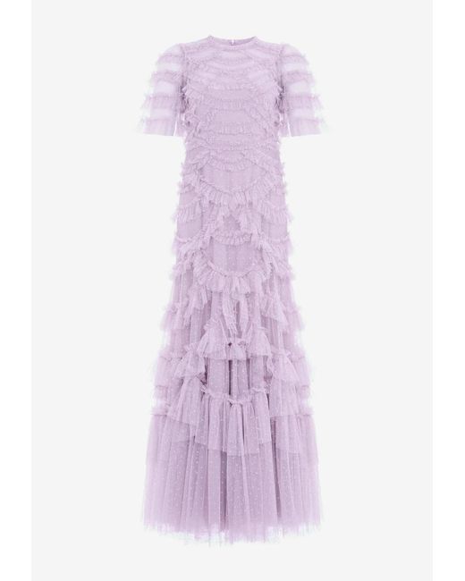 Needle & Thread Purple Marilla Ruffle Gown