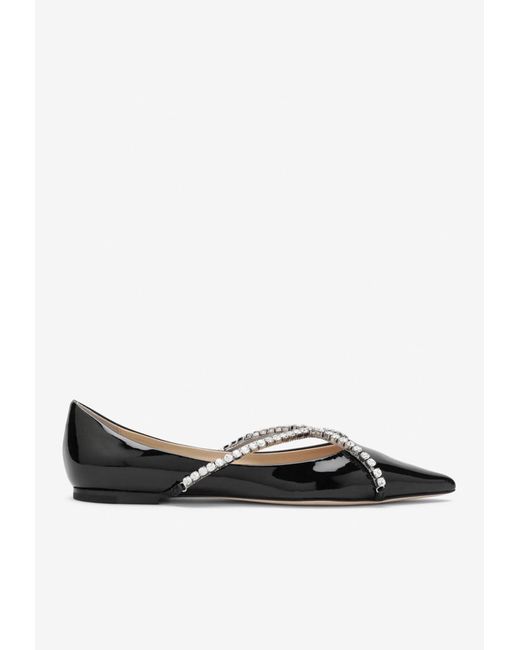 Jimmy Choo Crystalembellished Ballet Flats in White Lyst