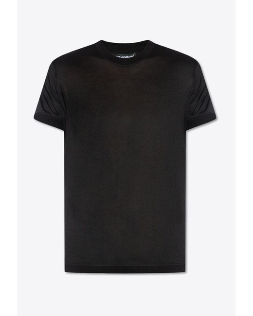 Dolce & Gabbana Black Silk Crewneck T-Shirt for men
