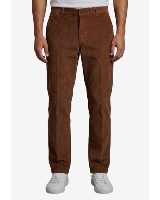 AMI Brown Logo Patch Corduroy Pants for men