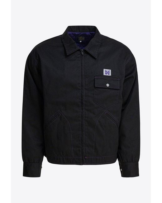 Needles Blue Pe/C Zip-Up Lightweight Jacket for men