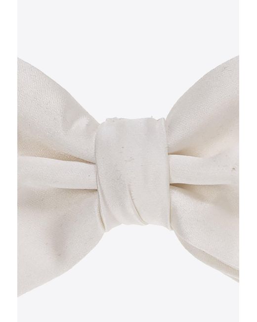 Emporio Armani White Classic Silk Bow Tie for men