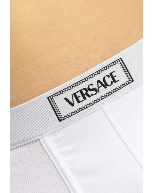 Versace White 90S Vintage Logo-Waistband Trunks for men