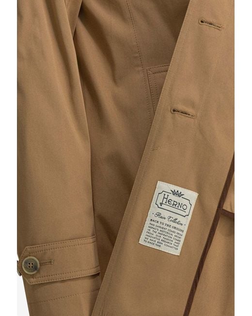 Herno Natural Buttoned Short Trench Coat