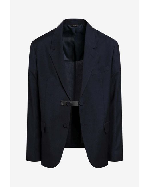 Fendi Blue Wool Single-Breasted Blazer for men