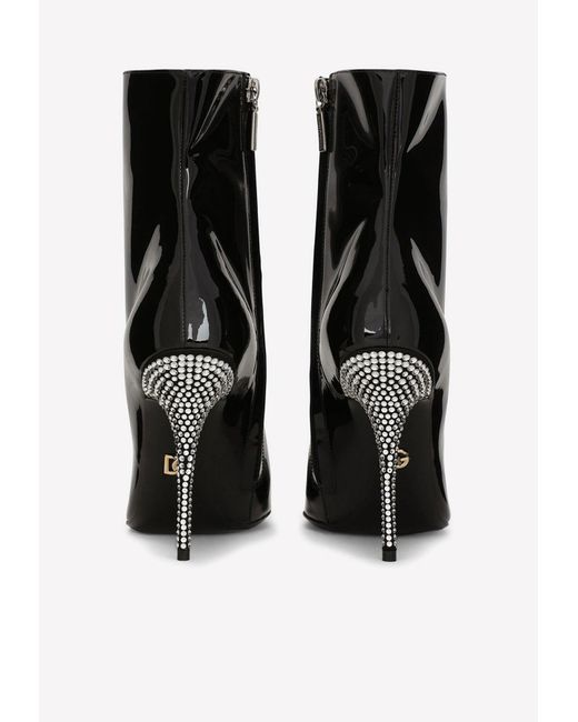 Dolce & Gabbana Black Cardinale 105 Crystal Ankle Boots