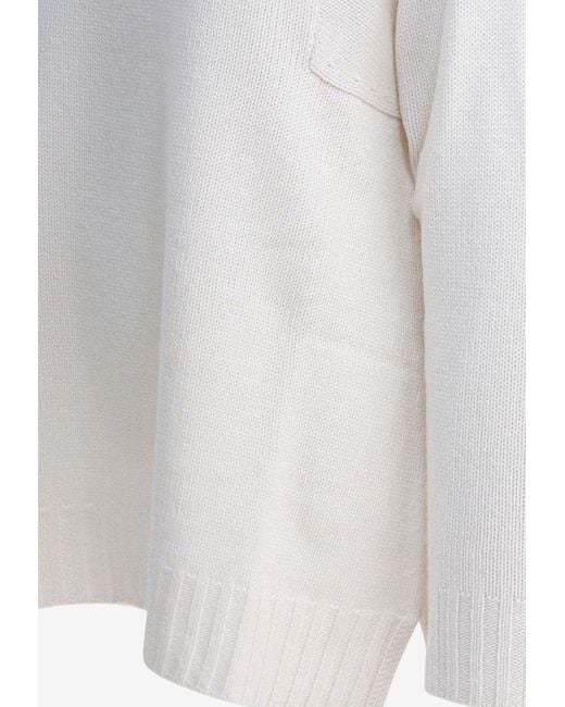Max Mara White Aceti Cashmere High-Neck Sweater