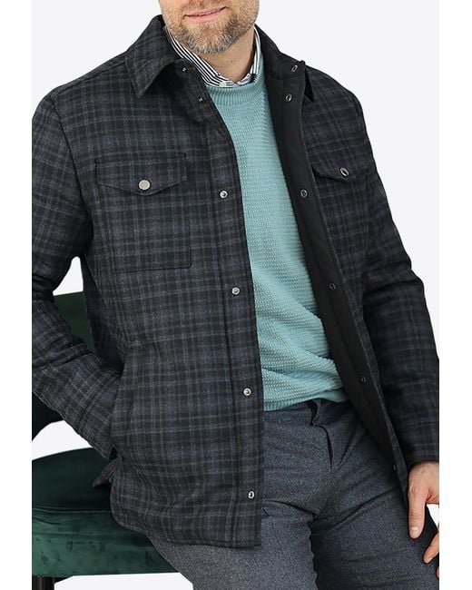 Canali Gray Reversible Checkered Field Jacket for men