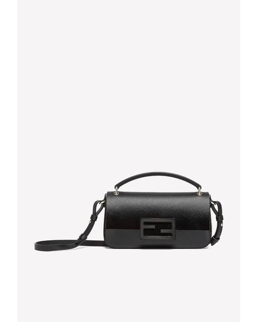 Fendi Black Baguette Patent Leather Top Handle Bag