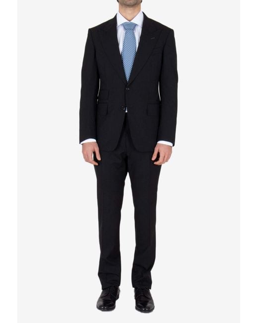 Tom Ford Black Single-Breasted Wool Suit for men
