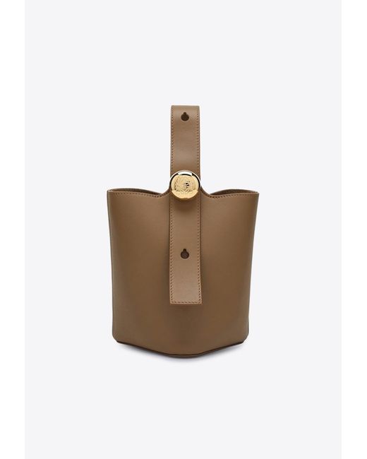 Loewe White Small Pebble Leather Bucket Bag