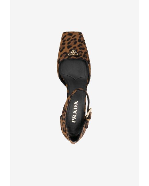 Prada White 45 Leopard Print Pumps