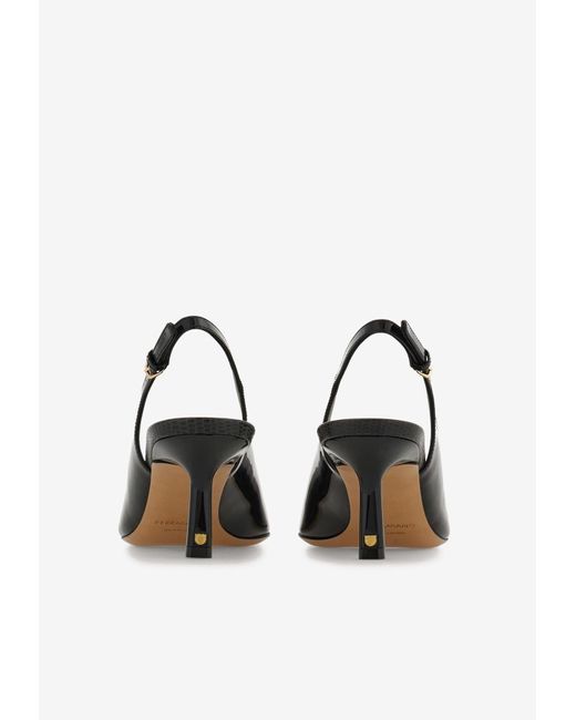 Ferragamo Black Dilli 55 Vara Buckle Slingback Pumps