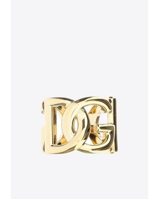 Dolce & Gabbana Metallic Dg Logo-Engraved Ring