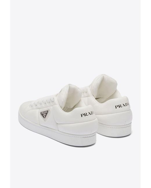 Prada White Triangle Logo Padded Sneakers